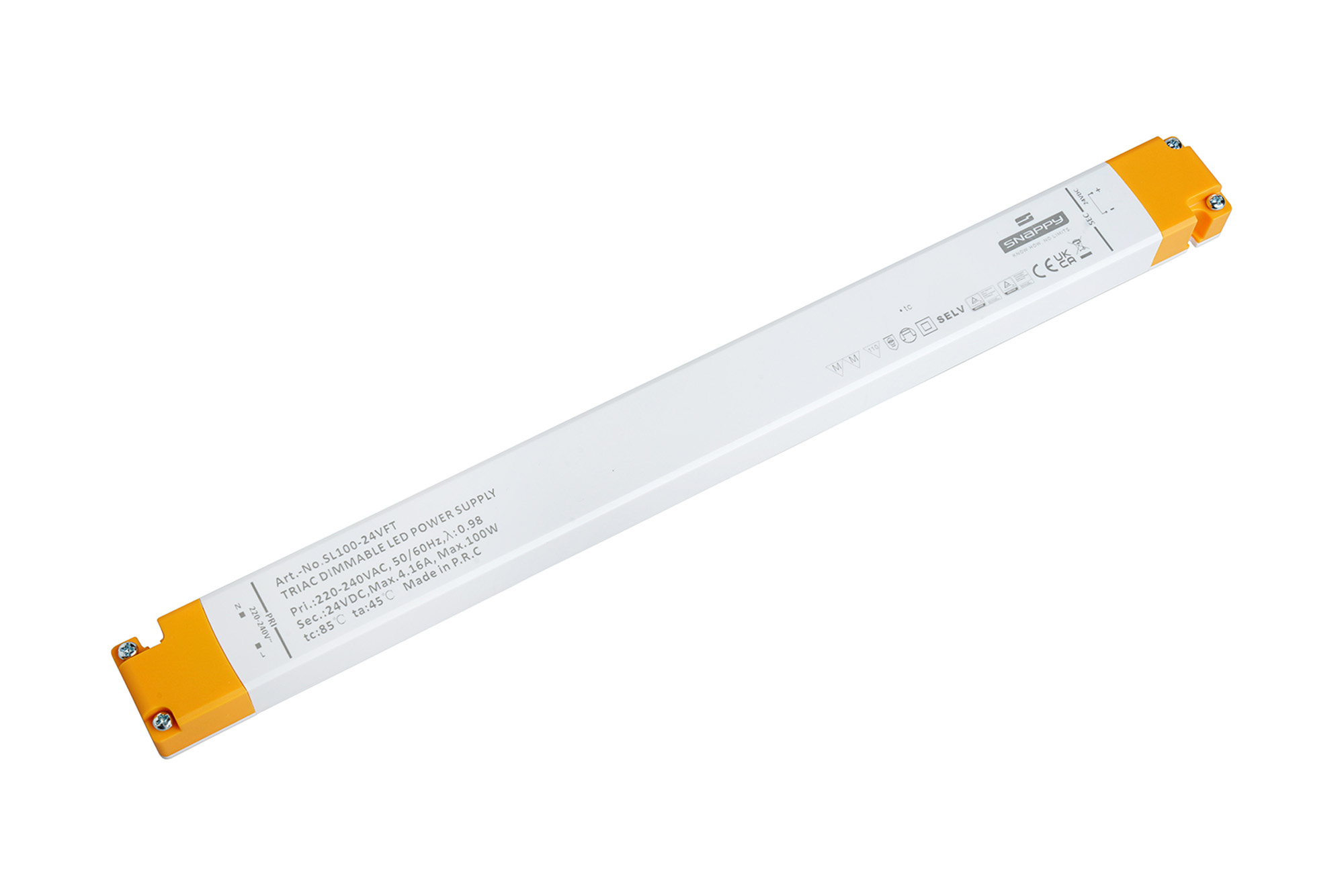 SL100-24VFT  100W, Constant Voltage Non Dimmable LED Driver, 24VDC, 0.83-4.16A, Input 200-240VAC 50/60Hz, IP20.